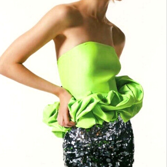 NWT Zara Limited Edition Neon Green Voluminous Top, Size S - Picture 6 of 15